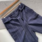 EXPRESS  Stylist Navy Blue Pinstripe High Waist Belted Straight Leg Trouser Sz 8 Photo 10