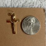 Stamped 14K Fine Yellow Gold Crucifix Cross Etched INRI Charm Pendant Photo 1