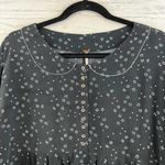 Free People  Black and White Dot Floral Print Peter Pan Top Size S Photo 2