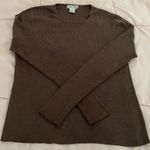 barney's new york brown silk blend ribbed long sleeve crewneck summer top, size M Photo 7