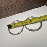 Kenneth Jay Lane Pave Crystal Hoop Pierced Earrings Signed KJL Silver Photo 2