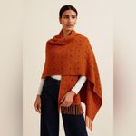 Estirpe Inca Alpaca Wrap Shawl Orange Geometric Fringe Boho Chic Fall Elegant Photo 0