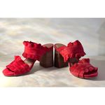 Free People  Rosie Ruffle Stacked Heel Red Size EU 37 US 6.5 Photo 1