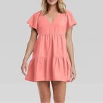 Universal Threads 🆕 Universal Thread Linen Blend Flutter Short Sleeve Mini Skater Dress Photo 3