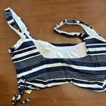 Aerie  Blue White Stripe Tie Side Crop Bralette bikini Top Small Photo 4