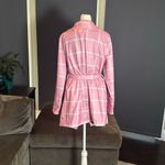 Women’s Pink Turn Down Collar Wrap Trench Coat Grid Pattern Size L (**Tag XL) Size L Photo 3