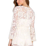Venus  lace overlay long sleeve cream romper playsuit jumpsuit size XL Photo 7