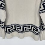 AQUA Greek Key Geometric Quarter Zip Sweater White Women's Size S Photo 5