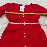 ZARA NWT  Red Linen Sweetheart Ruffle Mini Dress Button Accent Pullover Medium Photo 9
