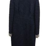 Eliza J Blue Ruched Long Sleeve Rhinestone Cuff Sheath Dress Photo 0