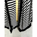 CAbi  Cardigan Women Small Black Striped‎ Open Front Long Oversized Cotton Preppy Photo 2
