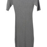 Camila Coelho Gray Ribbed Knit Midi Dress Short Sleeve Bodycon Stretch L Photo 0