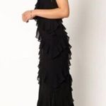 Petal and Pup Ciao Ruffle Chiffon Gown in Black Size X-Large Photo 1