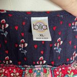 Bila Top Floral Ruffle Embroidered Boho Bohemian Western Coastal Red Blue Size XL Photo 7