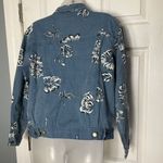 vintage festival feminine Denim Jean Jacket Button Font Floral Small country Blue Photo 4