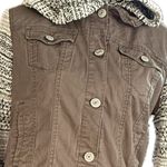 Wallflower, junior size XL, long‎ sleeve green jeans button down shacket Photo 1