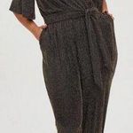 Torrid Black Gold Glitter Surplice Jumpsuit NWT Size 1 Photo 0