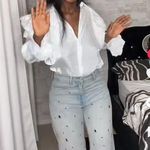 ZARA TRF HIGH WAIST Metal RING TRIM JEANS Size 4 NEW Photo 1