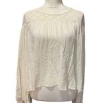 HAZEL Lace Blouse Peasant Shirt Boho Top Color Crochet Ivory lagenlook Size M Photo 0