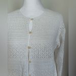 Eddie Bauer  White Knitted Long Sleeve Button Up Cardigan Size MP Petite Photo 1