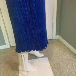 Nuit Vintage 80s Crepe Dress 10 Sequin Wasp Belt Blue Longsleeve Cocktail Formal Photo 4