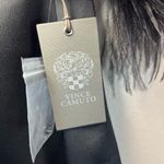 Vince Camuto Womens Faux Feather Trim Short Sleeve Blouse Shirt Black NEW Sz XXS Photo 5