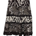 Chico's 3 Womens Maxi Skirt XL Black Brown Tiered Earthy Floral Ikat Print Artsy Photo 0