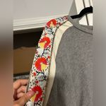 Free People embroidered embellished flower sleeve grey long sleeve top Photo 9