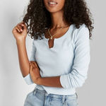 Wild Fable Notch Front Ribbed Long Sleeve Crop Top Photo 0