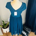 Dress the Population Corey Dress, Fit & Flare, Blue/Green Pine, Small 4/6, NWT Photo 11