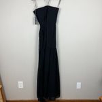 Vera Wang White  Dress Womens 8 Black Crinkle Chiffon Trumpet Hem Strapless Gown‎ Photo 8