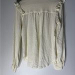 Pilcro  Boho Ruffle Henley Long Sleeve Cream Neutral Top Small Photo 1