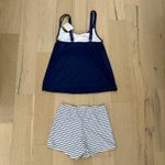B2PRITY‎ Women's Tankini Swim Set Size S Navy Stripe Shorts Nautical Sporty NWT Blue Photo 2