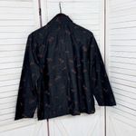 Chico's Embroidered Dupioni Slub Silk Shacket Jacket Black Brown Medium Photo 7