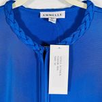 Emmelle Blue Silk Braided Neck Tie Cape Jacket Med Photo 4