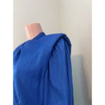 FARM RIO SHOULDERPADS SATIN LONG SLEEVE BLUE MAXI DRESS SIZE LARGE $260 NWT #194 Photo 4
