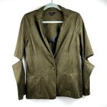 Drew Olive Green Faux Suede Single-Breasted Blazer Jacket S Elbow Cutouts Photo 1