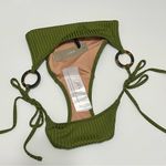 J.Crew  Wide-Rib Curved-Waist Cheeky String Bikini Bottom With Rings in Green M Photo 6