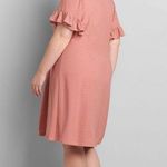 Lane Bryant Womens  Rose Colored Eyelet Flutter Sleeve Eyelet Dress - Sz 14/16 Photo 1