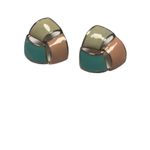 New Pastel Green Pink and Cream Enameled Good Tone Earrings for Pierced Ears Photo 3