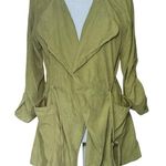 Milk and Honey Spring Green Jacket Long Hood Lightweight Mid Length Cinch Waist Size L Photo 0