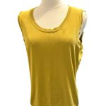 August Silk Knit Top Women L Mustard Silk Blend Sleeveless Casual Preppy Office Photo 0