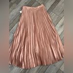 Anthropologie  Maeve Paulina Metallic Pink Pleated Midi Skirt Photo 1