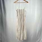 Moon River  Cotton Stripe‎ Faux Wrap Dress in Tan White Size Large Photo 1