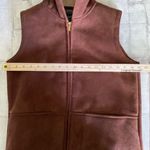 VTG Lauren Ralph Lauren Womens Hooded Faux Suede Detailed Sherpa Lined Vest PS Brown Size undefined Photo 3