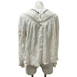 Free People  Abigail Victorian Eyelet Top Ivory Blouse Size M Photo 9