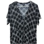 Torrid  Black‎ White Plaid Challis Short Sleeve Midi Shirt Dress Size 1X Pockets Photo 6