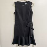 DKNY Black Fit & Flare Ruffle Zipper Dress Size 8 Photo 2