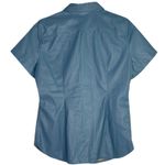 J.Crew  Slim Fit ShortSleeve Faux Leather Shirt Snap Button Down 4 Dusty Sea Blue Photo 3