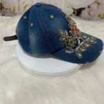 Denim Rhinestone Flower Cap Blue Photo 1